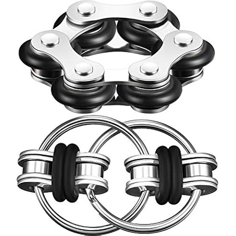 Gejoy Fidget Toy Set Include Six Roller Chain Fidget and Key Flippy Chain Stress Reducers for Autism Stress and Anxiety Relief (Black) Cover