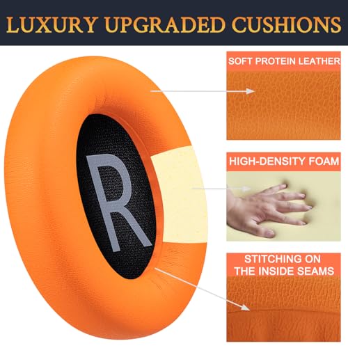 Image of SOULWIT Replacement Earpads for Bose 700 (NC700) Wireless Headphones, Ear Pads Cushions with Softer Protein Leather, High-Density Noise Cancelling Foam, Added Thickness - Orange