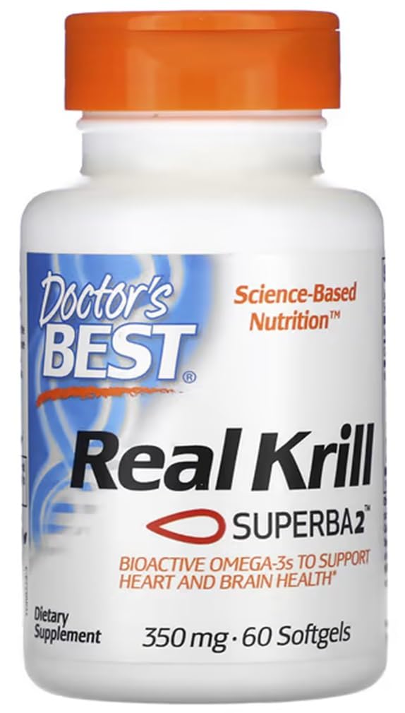 Doctor's Best - Real Krill 350mg | Soutien naturel pour la santé cardiaque et articulaire - 60 capsules