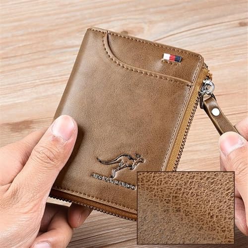Men Wallet Zipper Leather Purse (RFID PROTECTED)，Highest Quality Leather，a Noble And Practical For Men Multifunction Purse (Color : Black)3