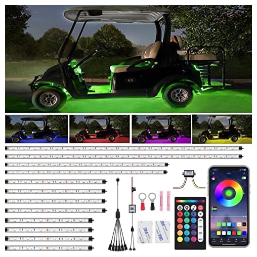 ROLiGHTiC 12 Pcs Golf Cart Underbody Neon Accent Waterproof Multicolor LED Lights Kit with Wheel Lights and Interior Lights for 12V-60V EZGO Yamaha Club Car, RF/APP Control, Voltage Reducer Included