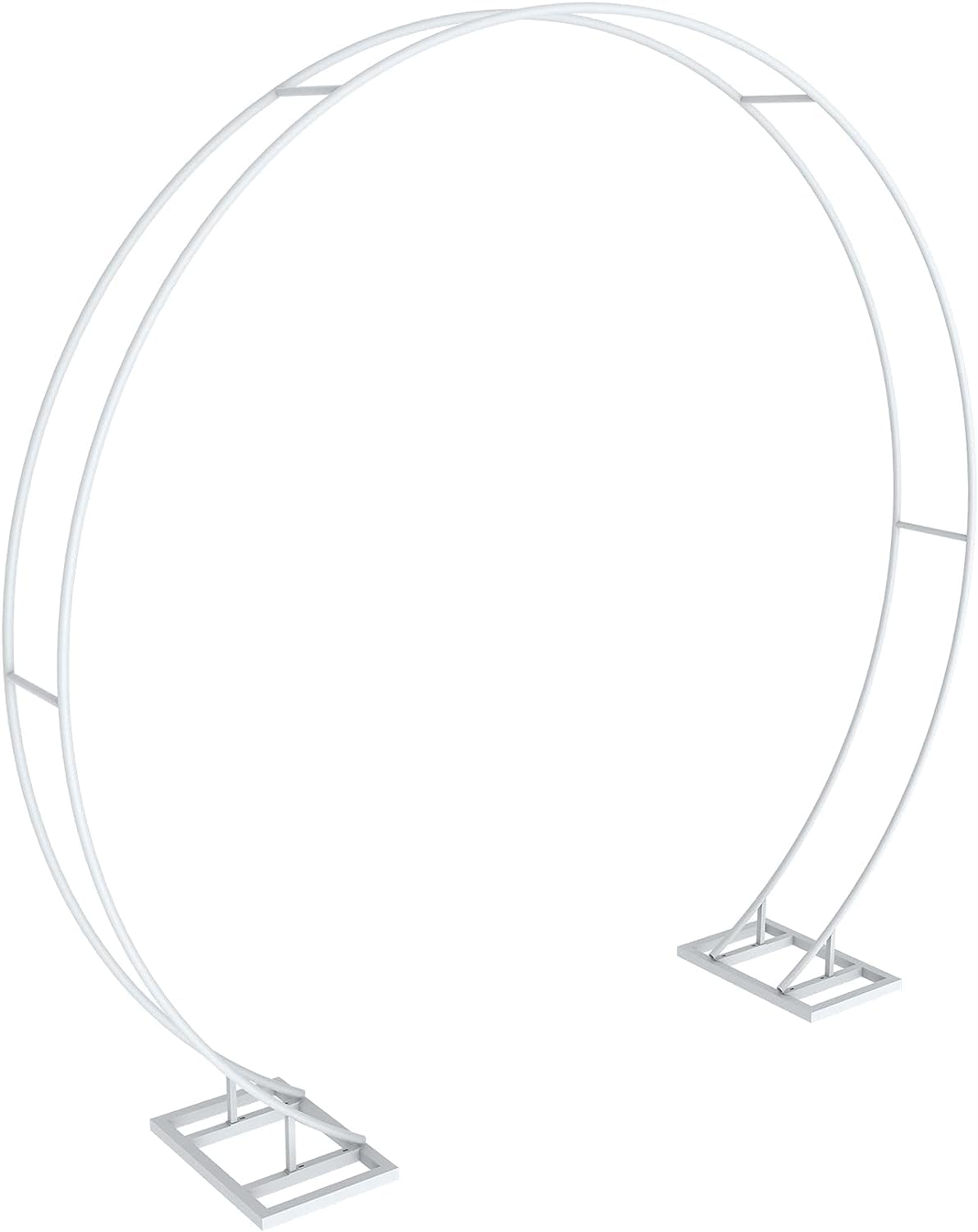 Kit Arche de Mariage: Kit d’Arc de Ballon Anniversaire Photo de Fleur Ronde 240cm Métallique Cercle Double Cérémonie de Décoration du Mariage Photographie Fête - Blanc