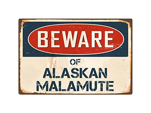Sticker Piraat Pas op voor Alaskan Malamute 8 "x 12" Vintage Aluminium Retro Metalen Bord VS008