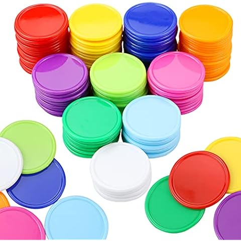 YEXPRESS 500 Pieces Plastic Poker Chips, Poker Card Game Chips Bulk, Counting Discs Markers for Learning Math Counting, Game Play, 37mm/10 Colors Cover