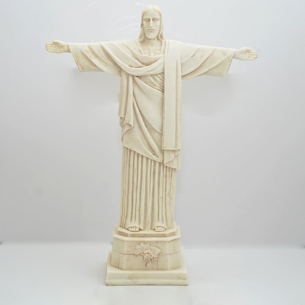 DDSS ABC-587 Jesus Christ The Redeemer Statue Idol of Brazil for Home Office Showpiece Living Room H. 29.5cm - White