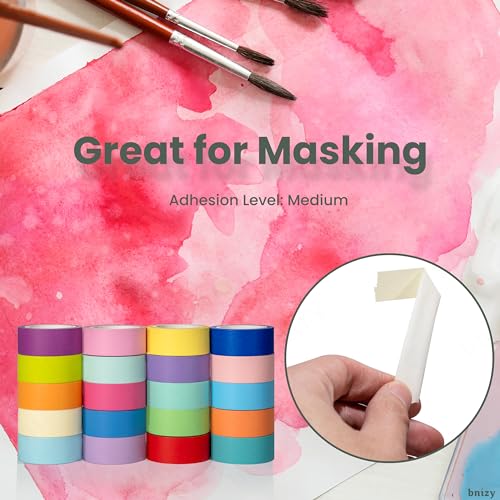 bnizy 20Pcs Fita Washi Colorida, Material de Arte Infantil Fita Colorida, Fita Artesanal Diy, Rolos