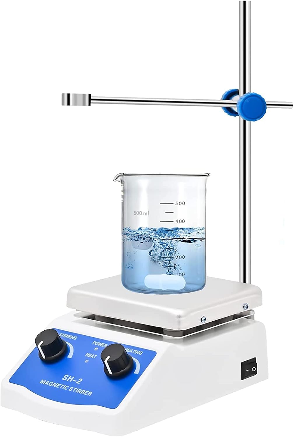 TsoLay Lab Magnetic Stirrer, 2000mL Capacity Magnetic Hotplate Stirrer W/Stir Bar & Support Stand, Homebrew Max.716℉ Electric Mixing Machine for Chemical Experiments