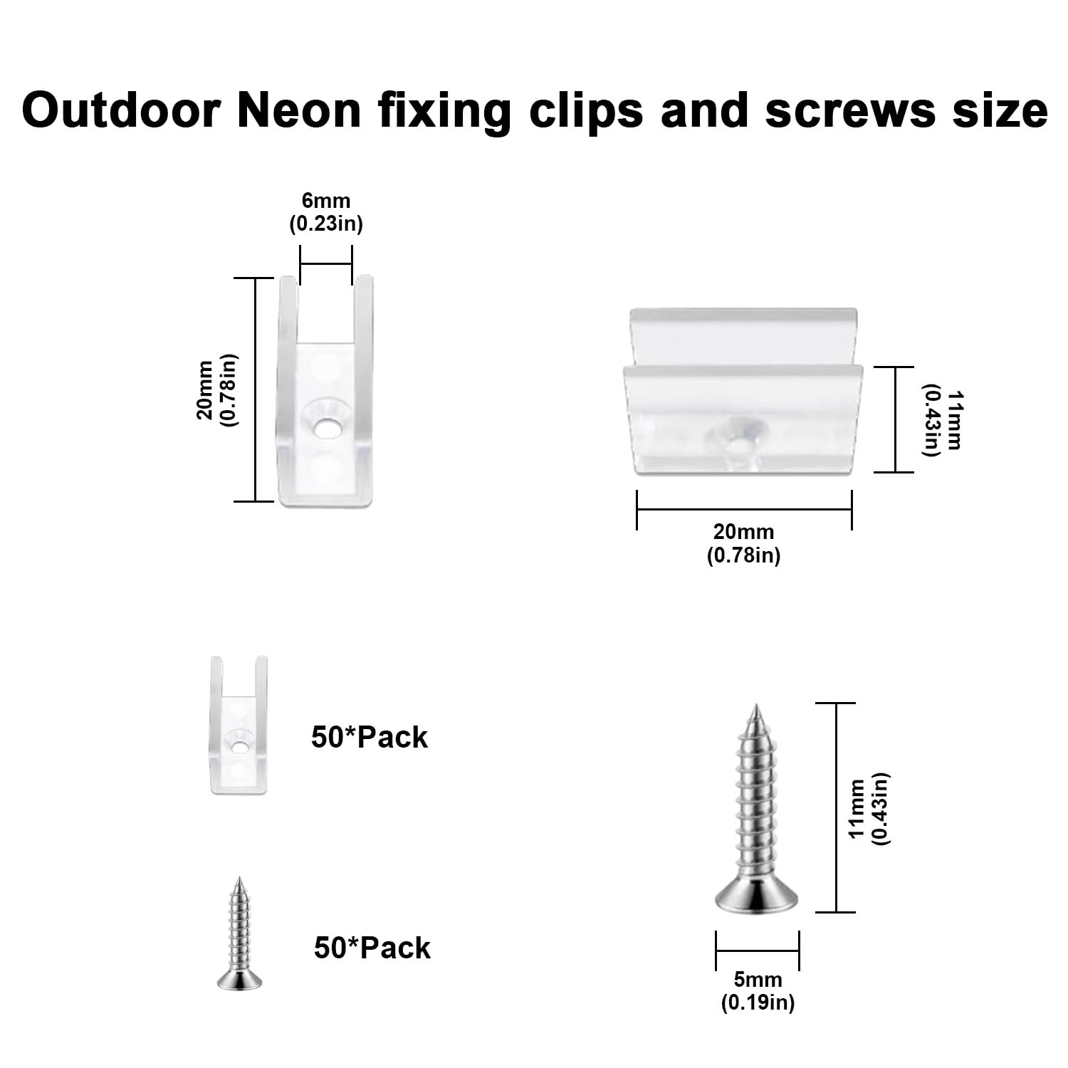 TENDIST 50PCS Outdoor Neon LED Strip Light Mounting Clips with Screws Mounting Holder - Image 2