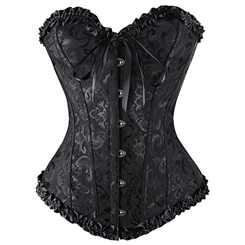 POIUIYQA Corset Negro Disfraz Mujer Corse Medieval Halloween Top