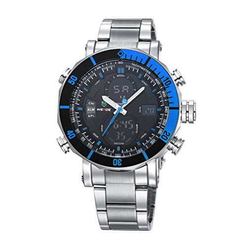 PIXNOR Men Boys LED Digital and Quartz Dual Time Display Sports Wrist Watch