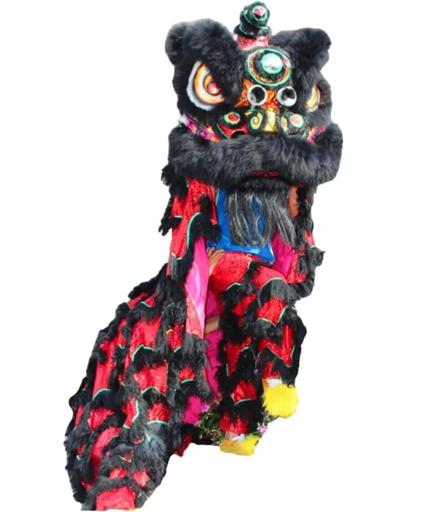 Krxsobnv Black Lion Dance Clothes, Chinese Style Lion Dance Traditional Mascot Head Costume Outdoor Sports Party