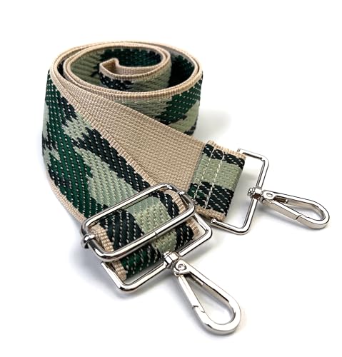 Image of Purse Strap Replacement for Crossbody Bags & Handbags | Premium Webbing with Silver Hardware Clip-On Installation Adjustable Length Comfortable Wide Guitar Style Strap