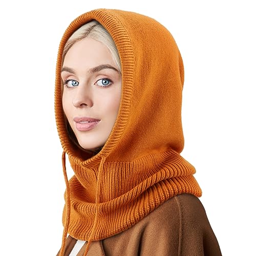 DRESHOW Sombreros de Invierno para Las Mujeres Pasamontañas de Punto Beanie Skull Cap Con Cordón Cálido Sombrero con Capucha Bufanda