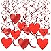 Produktbild Pinsheng 30 Stück Hängende Herzwirbel Valentinstag Deckenbehänge Dekorationen, Herz-Glitter und PET-Herz-Rot-Wirbel-Ornament, Spiral Girlanden mit Herzen für Weihnachten Hochzeitsfeier Dekorationen