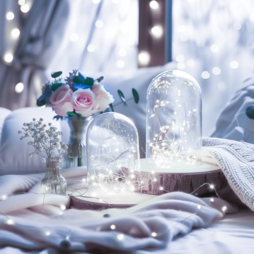 Image of Minetom 100 LEDs Fairy Lights 33 Ft Firefly String Lights Waterproof Starry Lights on Silver Coated Copper Wire Perfect for Christmas Party DIY Wedding Bedroom Indoor Party Decorations Pure White