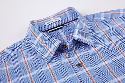 Alex Vando Mens Button Down Shirts Wrinkle Free 4-Way Stretch Print Business Casual Shirt