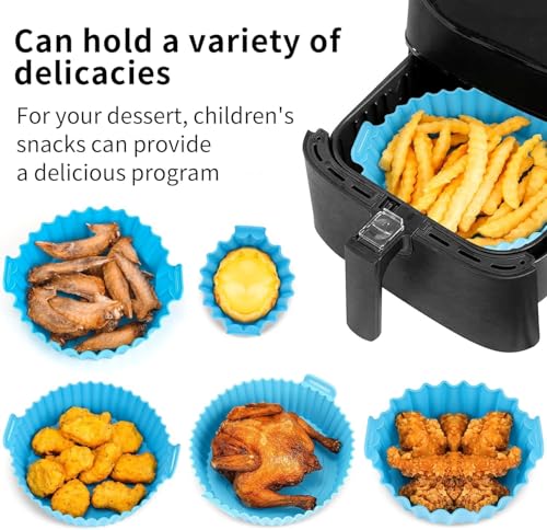 Image of LANFFIA 6 Pcs of Air Fryer Liners Air Fryer Accessories Silicone Baskets /Pots /Liners with Oil Brush and Spatula Set Pack of 8