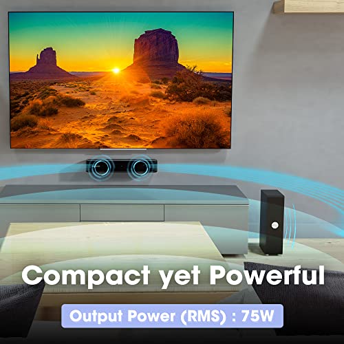 Image of ZEBRONICS Juke BAR 4050 Compact soundbar with 10.16cm (4 inch) subwoofer, 75W RMS, HDMI ARC, Optical, Bluetooth v5.0, Remote Control, LED Indicator and Wall mountable