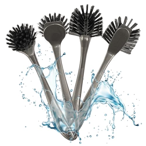 Hausfelder brosses Vaisselle Basic Lot de 4 - Brosse Nettoyage Vaisselle Ronde et Longue en Noir Anthracite (Lot de 4)