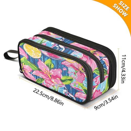 Image of ALAZA Lily Pulitzer Mason Jars Pencil Case Large Capacity Pencil Pouch with 3 Compartments Stationery Case Pen Bag for Boys Girls Kids Adults School Office