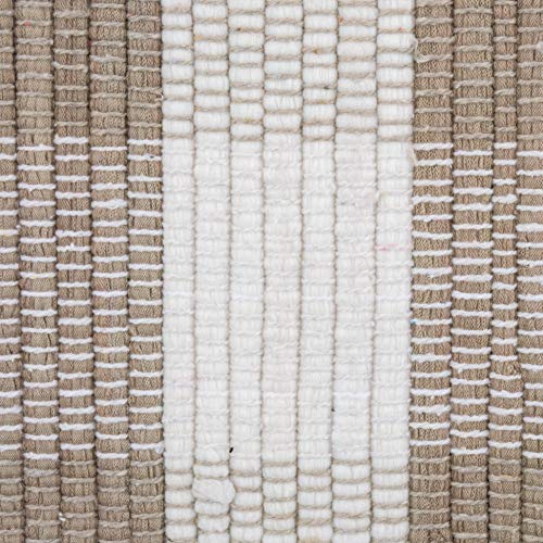 Dii Buffalo Check Rug Collection, Hand Dyed Reversible Chindi Rug, 26X40, Stone/Cream #TOP1