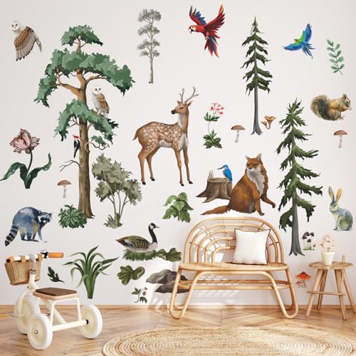 Vinilos adhesivos 3D bosque con animales para pared miniatura 5