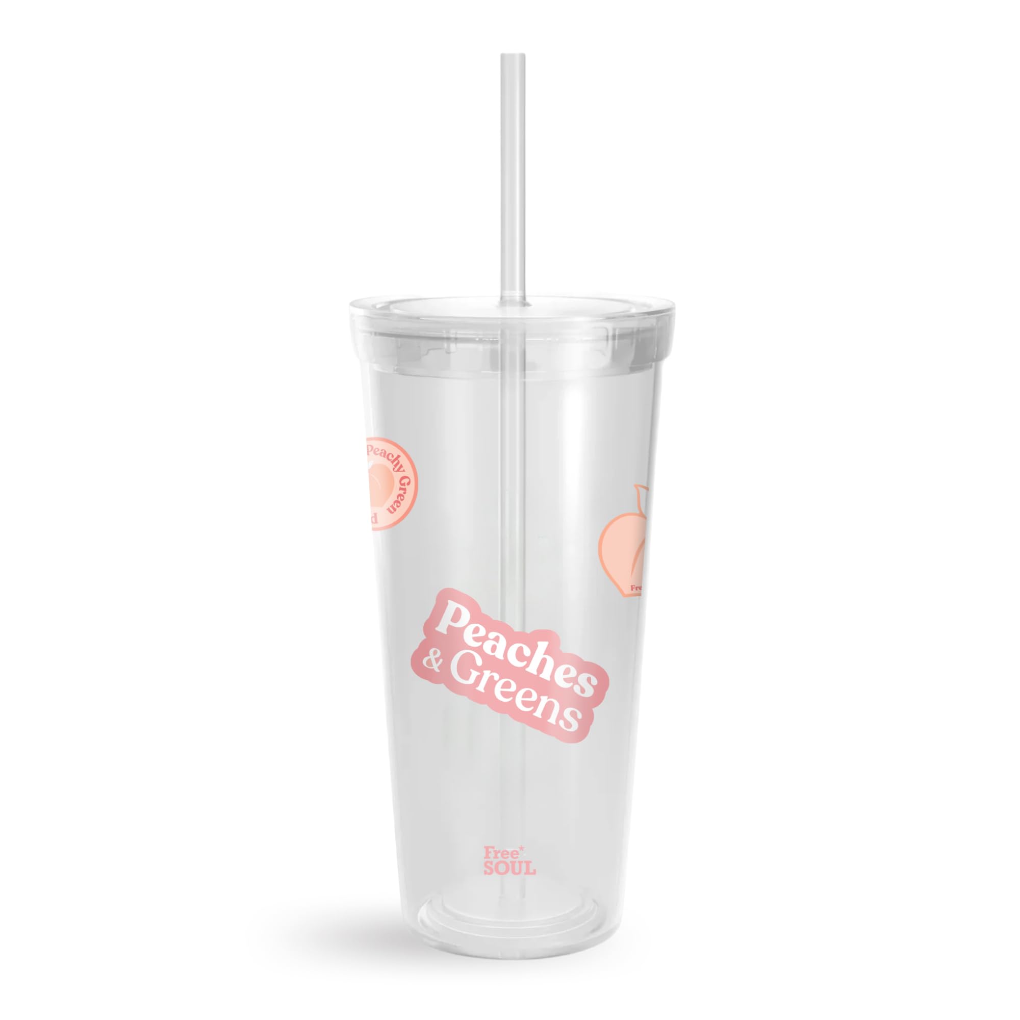 Free Soul Portable Cup with Straw | Screw On Lid | 750ml Travel Cup | BPA Free Spill Resistant Leak-Proof Reusable Cup (Peach Sip Cup)