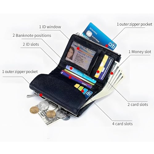 Unisex Pebble Leather Wallet - Ultra Slim Bifold Unisex Soft Pebble Leather Wallet, Premium Pebbled Full Grain Leather, Compact Card Holder with Coin Pocket, for Women & Men (Black)2