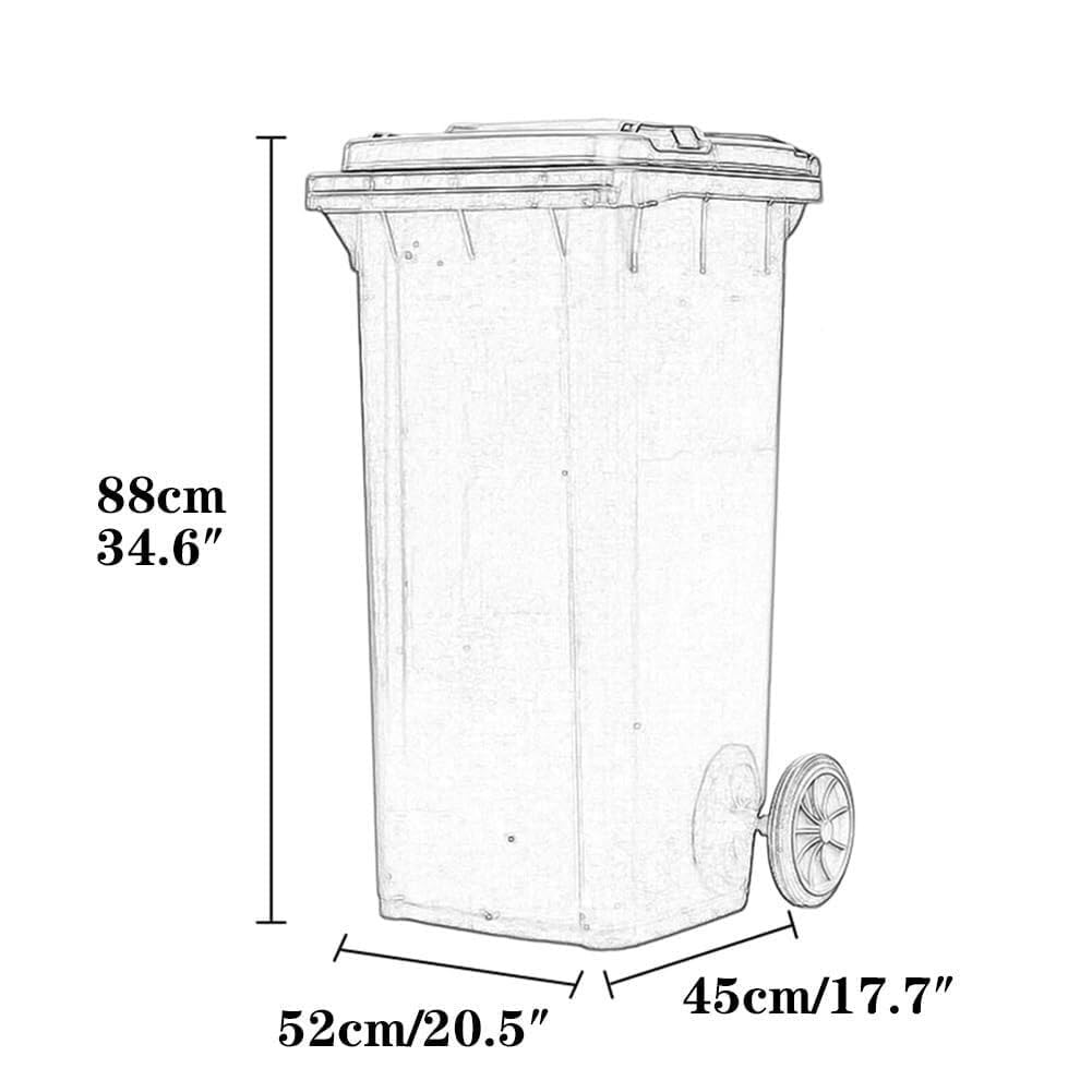 Zewnętrzny kosz na śmieci duży kosz na śmieci zewnętrzny kosz na śmieci z kółkami i pokrywką 30 l, 50 l, 100 l, 120 l, duży kosz na śmieci do kuchni, na werandę, podwórko, taras, patio, niebieski, 120