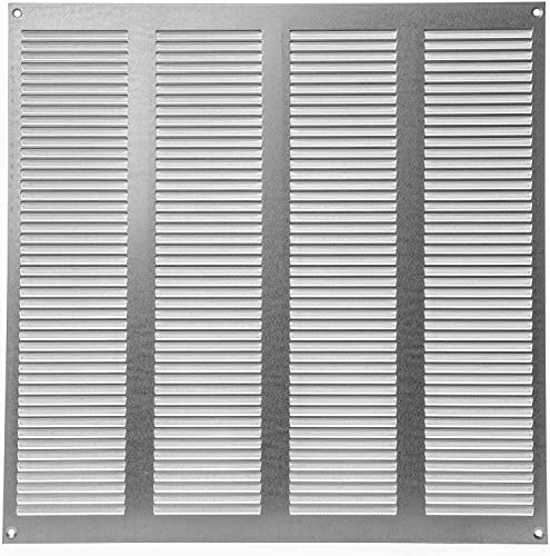Image of 16'' x 16'' Inch / 400 x 400 mm Galvanized Steel Vent Cover - Metal Square Soffit Grille - Louvered Air Return Grille - for Ceiling and Sidewall - Built-in Protection Screen Mesh - HVAC Ventilation