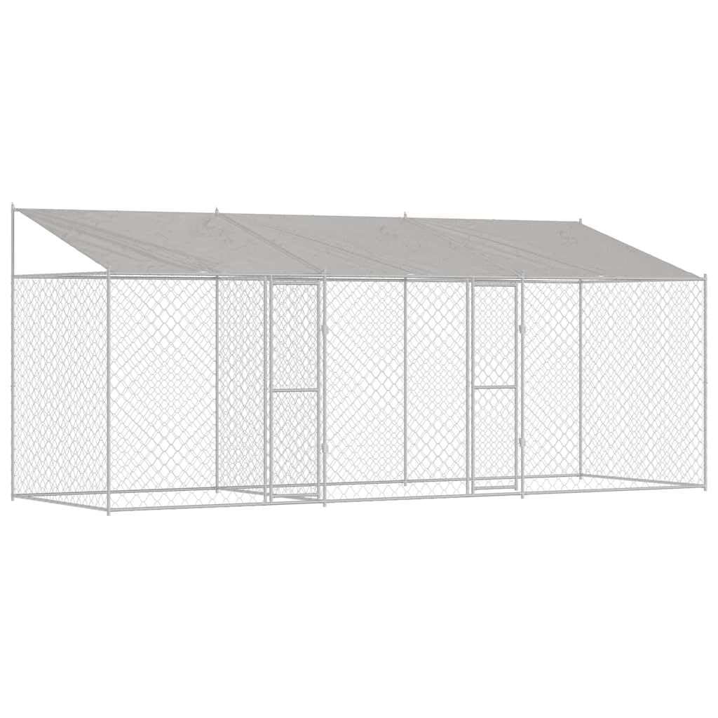 Klatka dla psa ze srebrnym dachem 600 x 200 x 256 cm