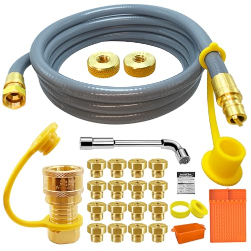 5249 Natural Gas Conversion Kit for Blackstone Grill 28 36 Griddle Propane to Natural Gas Conversion Kit w/10ft Natural Gas Hose Silicone Grill Tool Mat Grease Cup Liners 3/8 Quick Connect Etc.