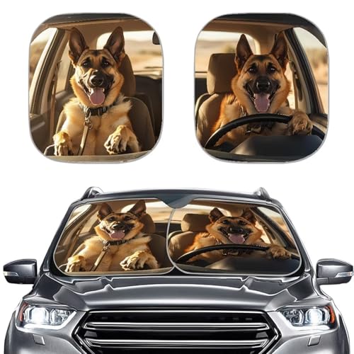 Image of Sheepdog Car Sun Shade Windshield Foldable Automotive Interior Accessories for Sun Protection Easy to Install Funny Car Decor Fit Most Truck, SUV, or Van