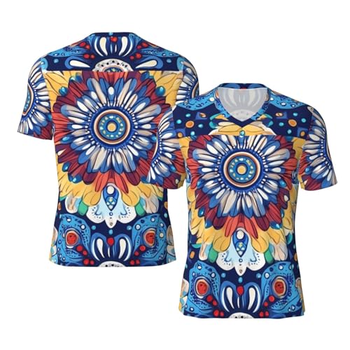 Stylish Athletic Sports Jersey Colorful-Mandala-Texture Men's Rugby Jersey Small