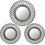 SET 3 ADORNOS PARED MELAMINA PLATA C/ESPEJO_2 DE °25CM + 1 DE °35CM