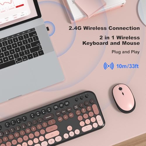 Image of MOFII Wireless Keyboard and Mouse Combo - BlackBerry Gradient Full-Sized Plug and Play Colorful Computer Keyboards - 104 Keys Round Keycap USB 2.4G Cute Keyboard for Windows /Laptop /Mac /Desktop /PC