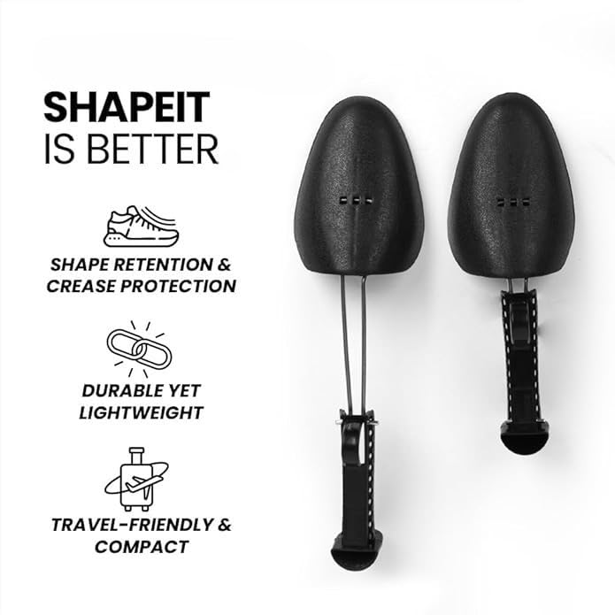 Image of Adjustable Shoe Tree for Men's Shoes | Plastic Shoe Shaper and Form Insert to Maintain Shape, Prevent Creases, and Extend Shoe Life | Ideal for Formal, Leather, and Loafer Shoes