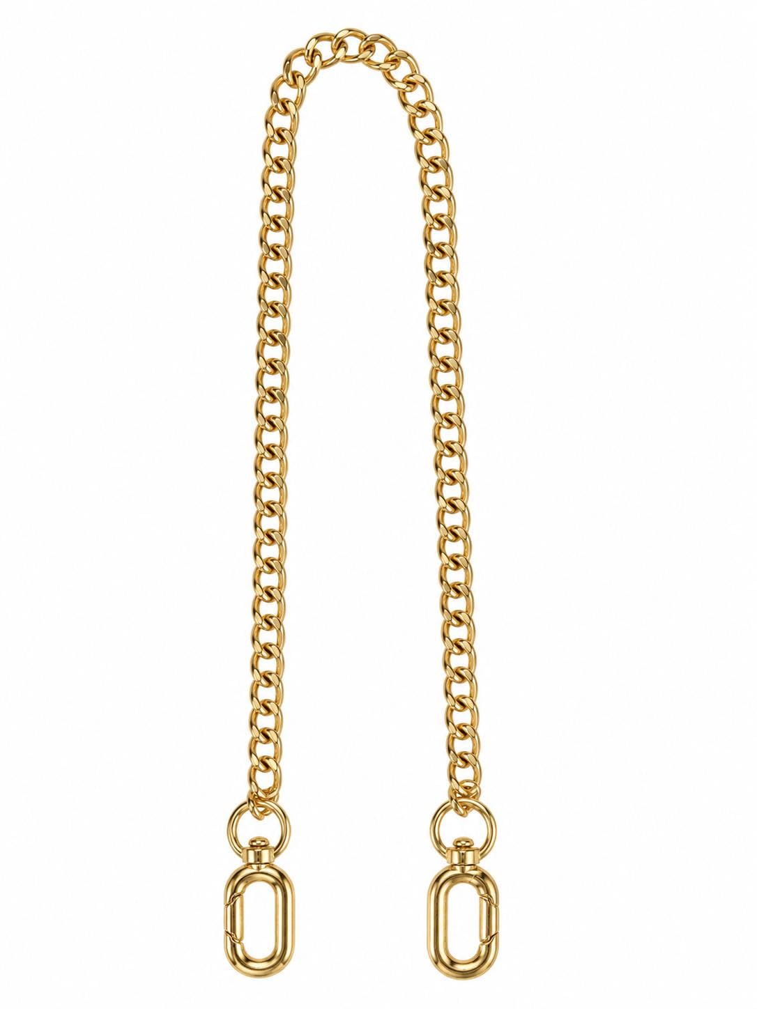 Luxury Polished Metal Chain Shoulder Bag Strap with Dual Oval Clasps and Premium Handbag Replacement Handle (1, Golden)-image-17