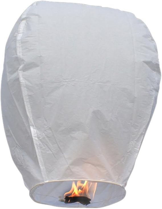 Set of 10 White Sky Lanterns Chinese Flying Wish Lights