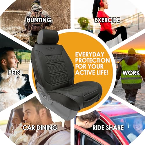 Image of LPI Truck Heavy Duty Premium Truck Seat Covers for Front Seats, For Full-Size Truck SUV, Padded Seat Cover with Bottom Wrap-around, Front Seat Protector; Front & Rear Storage Pockets, Waterproof, 2 pc