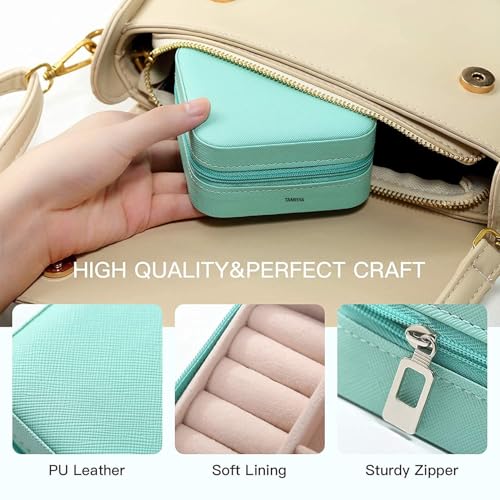 Image of Faux Leather Mini Jewelry Case Small Travel Jewelry Organizer Portable Jewelry Box Mini Storage Organizer Portable Display Storage Box For Rings Earrings Necklaces Gifts for New Year, Valentine's Day