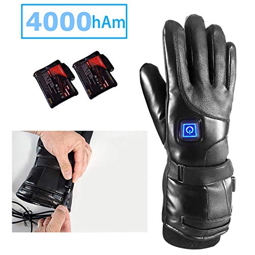 Wodesid Electric Heated Gloves Rechargeable Leather Gloves for Men Women Heating Thermal Gloves Motorcycle Ski Snow Warmer Mitten Glove Arthritis for Winter Outdoor Indoor Sports (Leather Gloves) - Thumbnail 6
