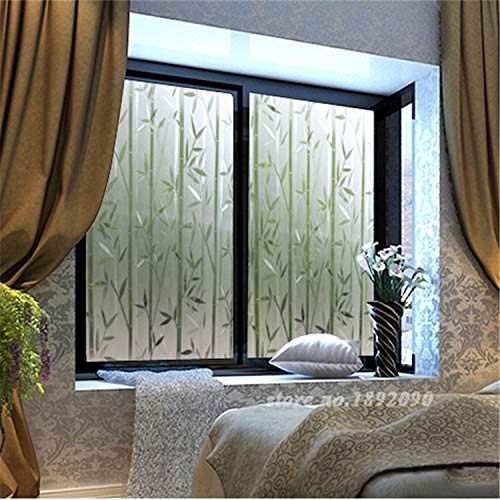 Image of ELTON 3D Window Privacy Self Adhesive Decorative Vinyl Film for Bathroom Door Window Heat Control Anti UV (White Bamboo, 24 x 240 inches)