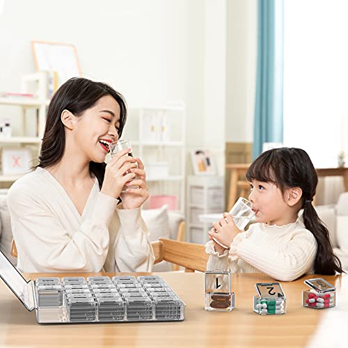 Image of Monthly Pill Organizer - 30 Day Pill Box - Easy to Open - Large Compartments - Portable Case for Travel, Medicine Organizer for Vitamins (White)