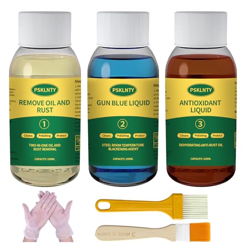 PSKLNTY Gun Bluing Kits Liquid Gun Blue Finishing Rust Removal Lubrication All-Inclusive Kit for Gun Cleaning Maintenance and Preservation 10 oz