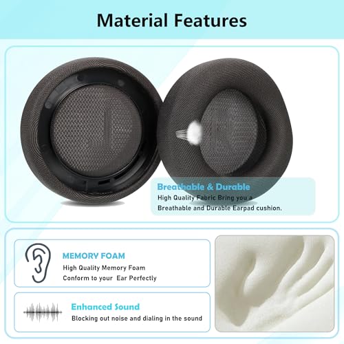 Repuesto de almohadillas de oreja inalámbricas Virtuoso Max compatibles con Corsair Virtuoso Max Wireless Headset (Tela textil y espuma viscoelástica) miniatura 3