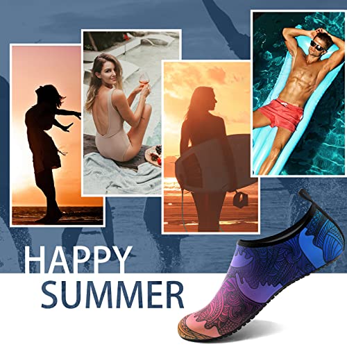 Water Socks For Women Men Adult Aqua Swim Shoes Beach River Pool Barefoot Yoga Exercise Wear Sport Accessories Quick-Dry Must Haves Size 10-11Women/9-10Men(N-Colorful Wave) #TOP6