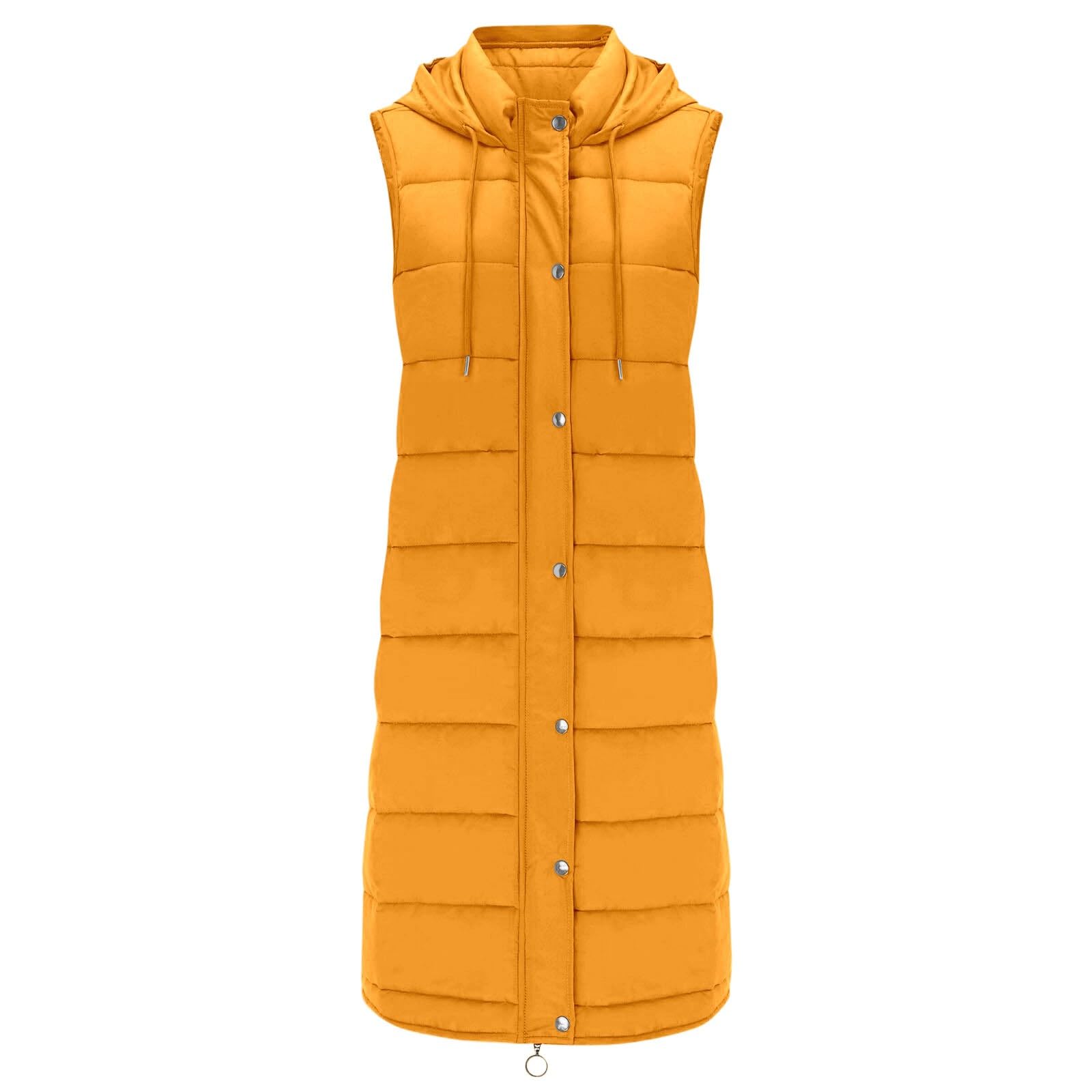 Generisch Weste Damen - Steppweste Damen Lang Mit Kapuze Ärmellos Warme Daunenjacke Steppjacke Vintage Leichte Bequeme Übergangsjacke für Herbst Winter