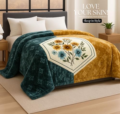 Image of VAS COLLECTIONS Premium Soft Mink Blanket 4.1 Kg, 700 GSM | Luxurious Plush Fleece Heavy Winter Blanket for Double Bed | Ultra Soft, Warm & Cozy Blanket for All Seasons (218 x 224 cm) (Multicolor 2)