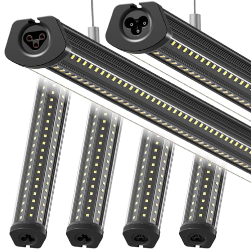 Image of Barrina T8 LED Shop Lights 8FT, 140W 17000LM 5000K, U-Shaped 3 Rows LED Garage Lights, Linkable, Hanging & Flush Mount, 8 Foot Commercial LED Shop Lights for Garage, Workshop, Kitchen, 6 Packs, Black
